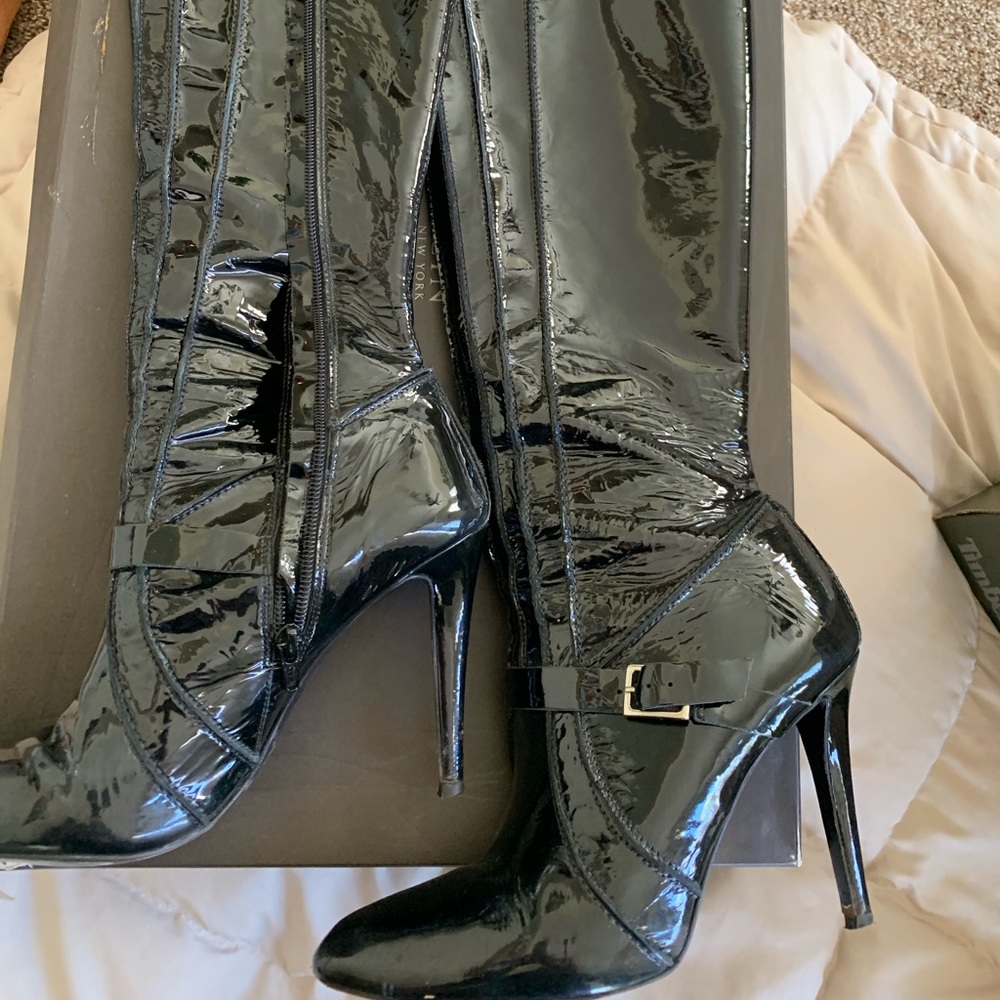 Black patent leather boots